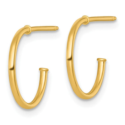 14K Yellow Gold 1.2 X 14mm Polished Post Hoop Earrings