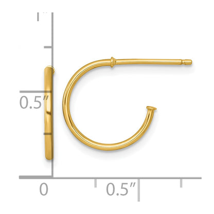 14K Yellow Gold 1.2 X 14mm Polished Post Hoop Earrings