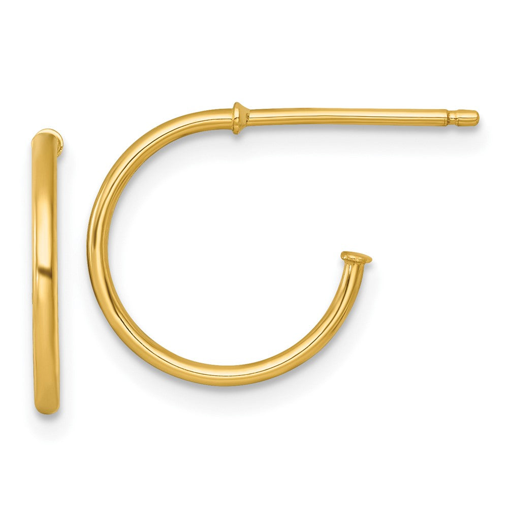 14K Yellow Gold 1.2 X 14mm Polished Post Hoop Earrings