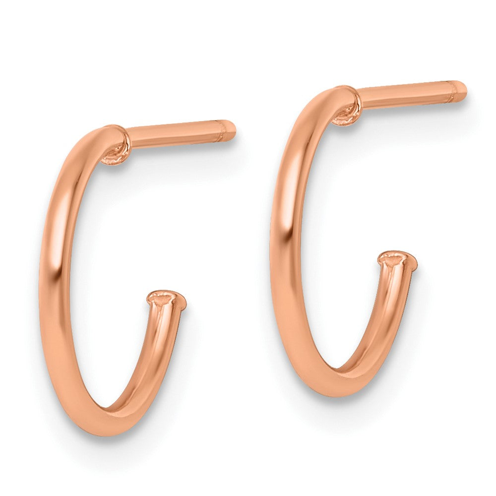 14K Rose Gold 1.2 X 12mm Polished Post Hoop Earrings