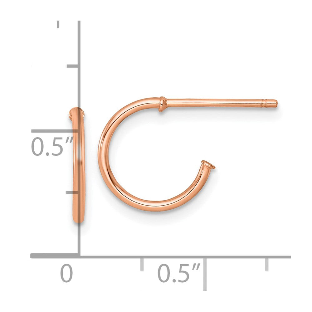 14K Rose Gold 1.2 X 12mm Polished Post Hoop Earrings