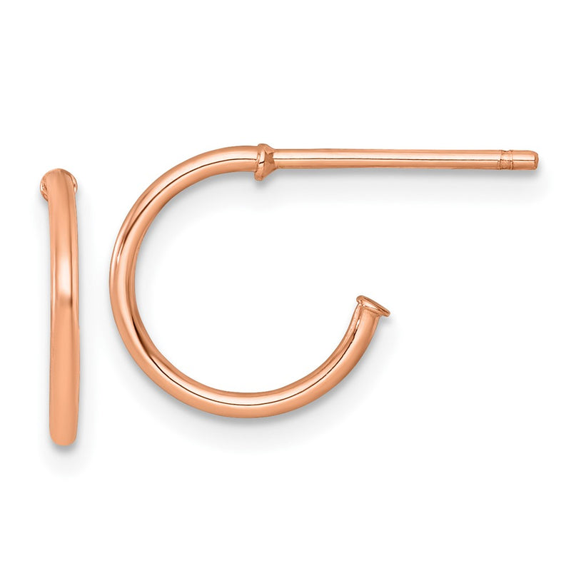 14K Rose Gold 1.2 X 12mm Polished Post Hoop Earrings