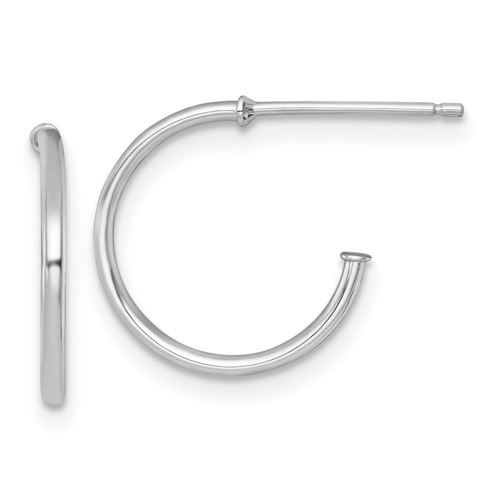 14K White Gold 1.2 X 14mm Polished Post Hoop Earrings