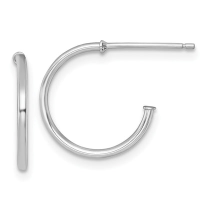14K White Gold 1.2 X 14mm Polished Post Hoop Earrings