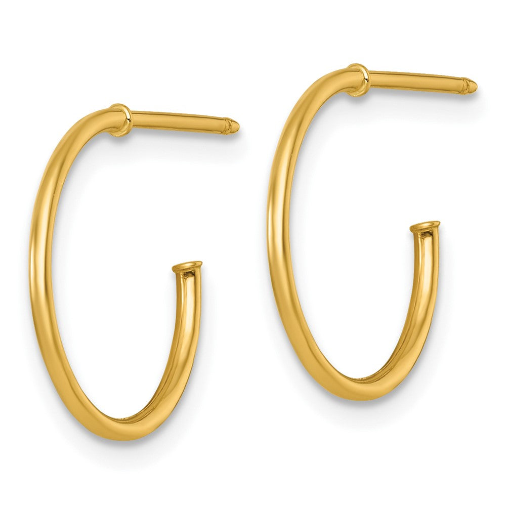 14K Yellow Gold 1.2 X 16mm Polished Post Hoop Earrings