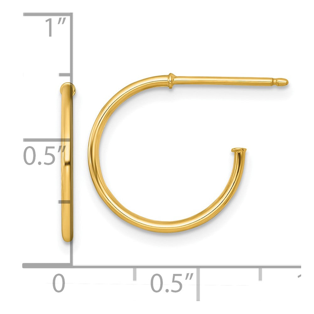 14K Yellow Gold 1.2 X 16mm Polished Post Hoop Earrings