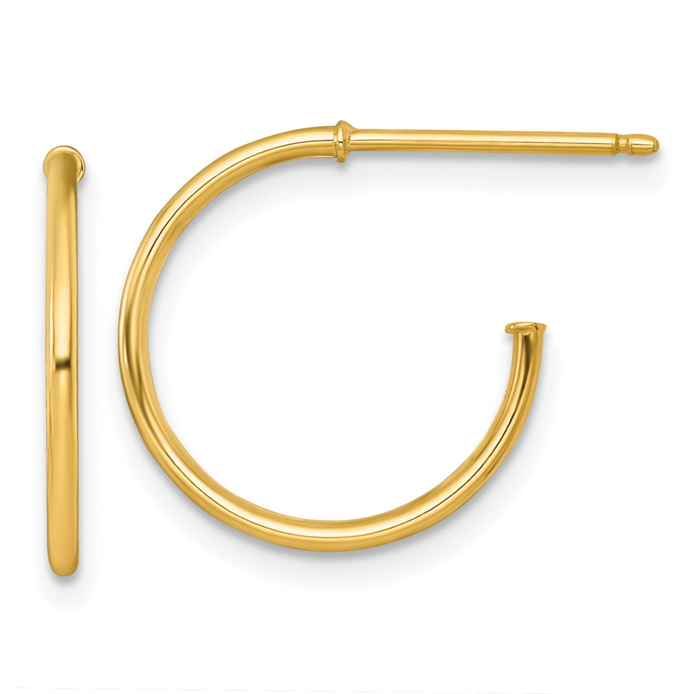 14K Yellow Gold 1.2 X 16mm Polished Post Hoop Earrings