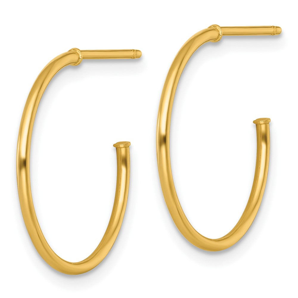 14K Yellow Gold 1.2 X 20mm Polished Post Hoop Earrings