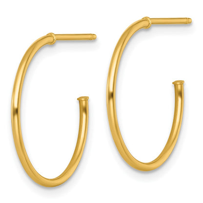 14K Yellow Gold 1.2 X 20mm Polished Post Hoop Earrings