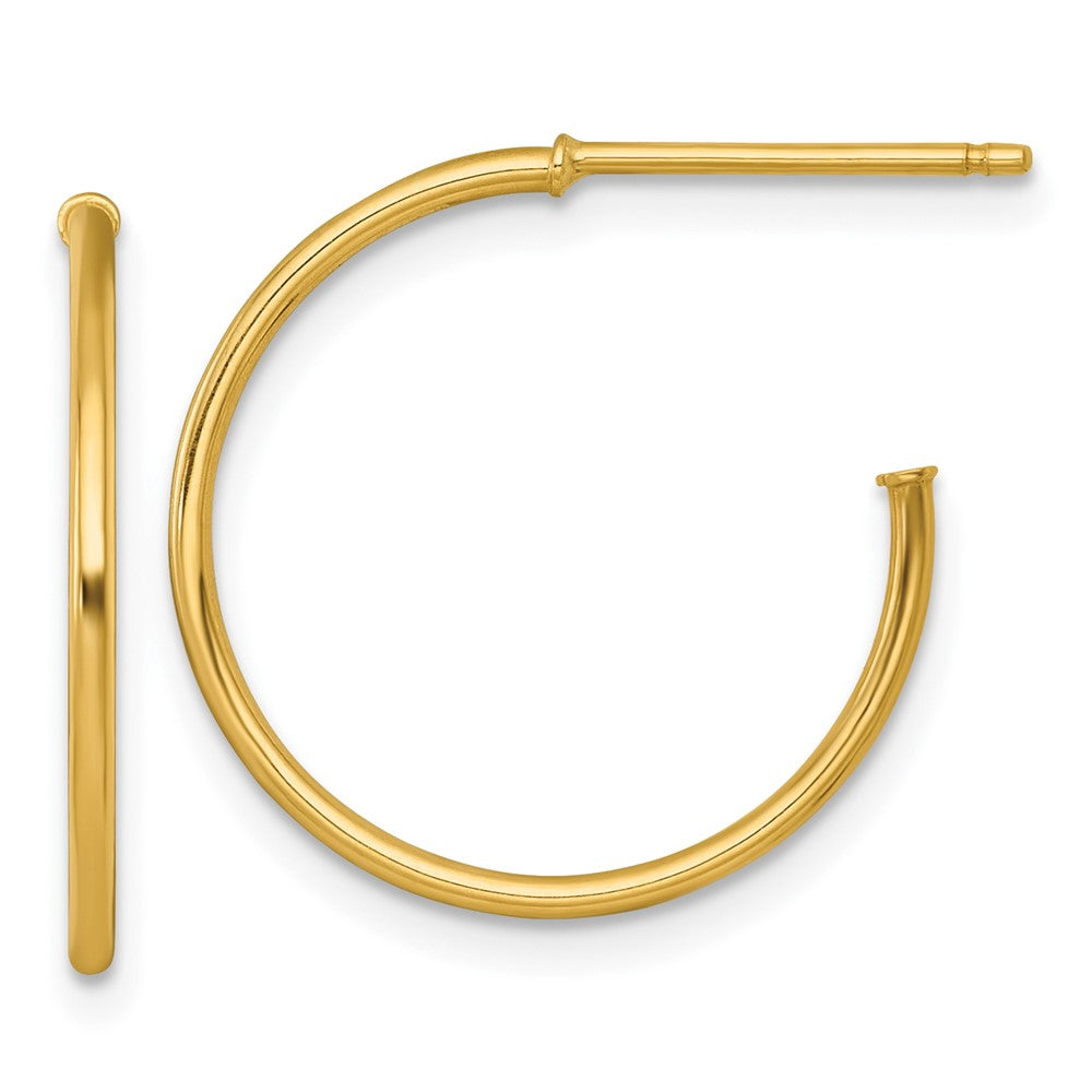 14K Yellow Gold 1.2 X 20mm Polished Post Hoop Earrings