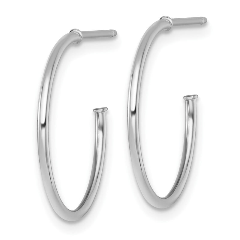 14K White Gold 1.2 X 20mm Polished Post Hoop Earrings