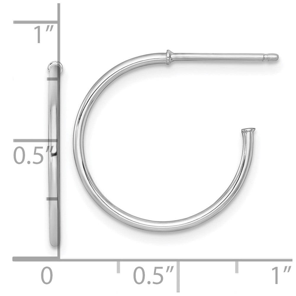14K White Gold 1.2 X 20mm Polished Post Hoop Earrings