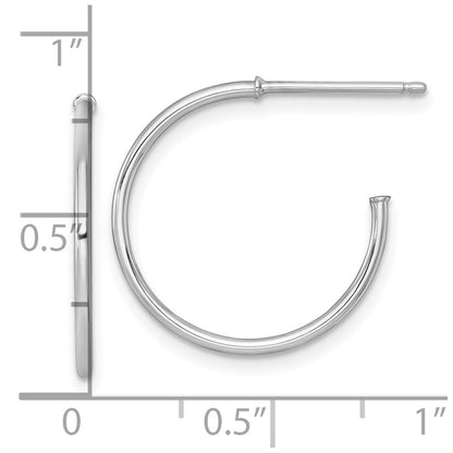 14K White Gold 1.2 X 20mm Polished Post Hoop Earrings