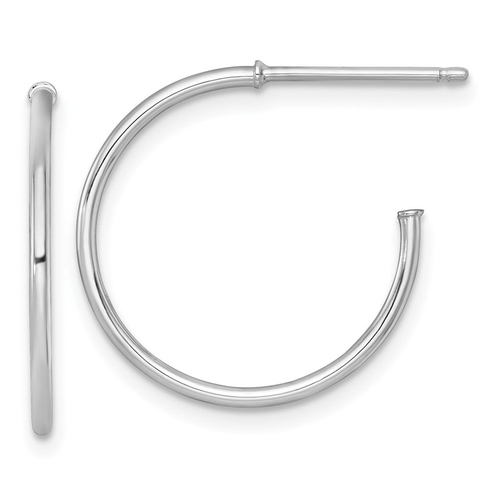 14K White Gold 1.2 X 20mm Polished Post Hoop Earrings