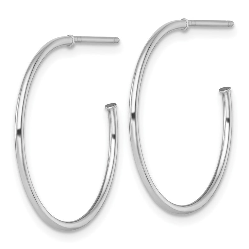 14K White Gold 1.2 X 25mm Polished Post Hoop Earrings