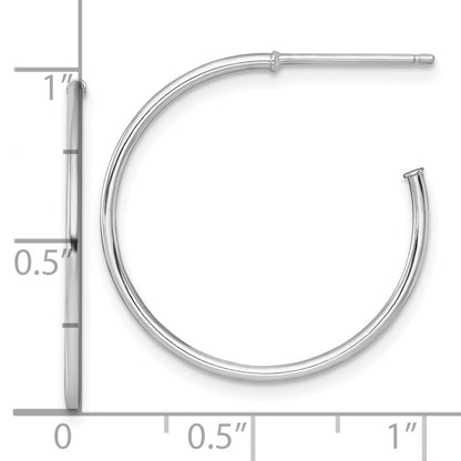 14K White Gold 1.2 X 25mm Polished Post Hoop Earrings