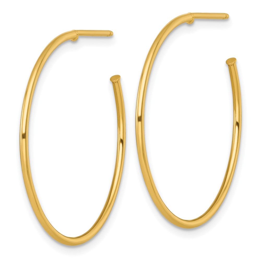 14K Yellow Gold 1.2 X 30mm Polished Post Hoop Earrings