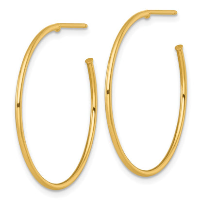 14K Yellow Gold 1.2 X 30mm Polished Post Hoop Earrings