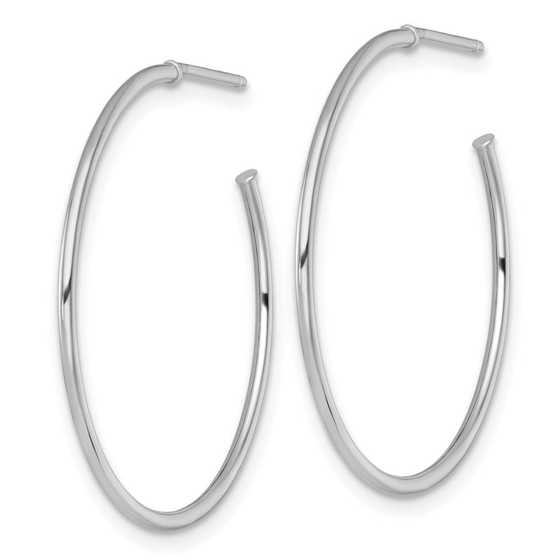 14K White Gold 1.2 X 30mm Polished Post Hoop Earrings