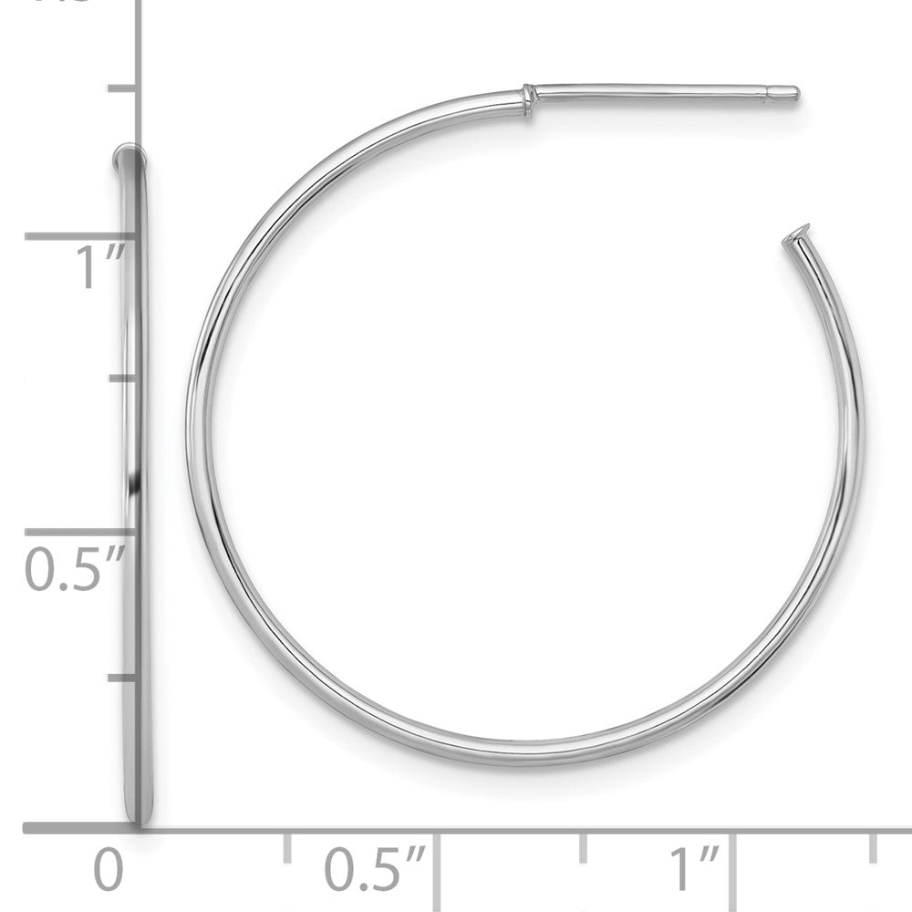 14K White Gold 1.2 X 30mm Polished Post Hoop Earrings