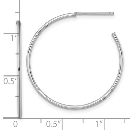 14K White Gold 1.2 X 30mm Polished Post Hoop Earrings