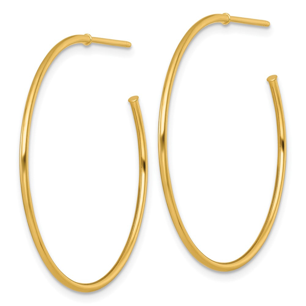 14K Yellow Gold 1.2 X 35mm Polished Post Hoop Earrings