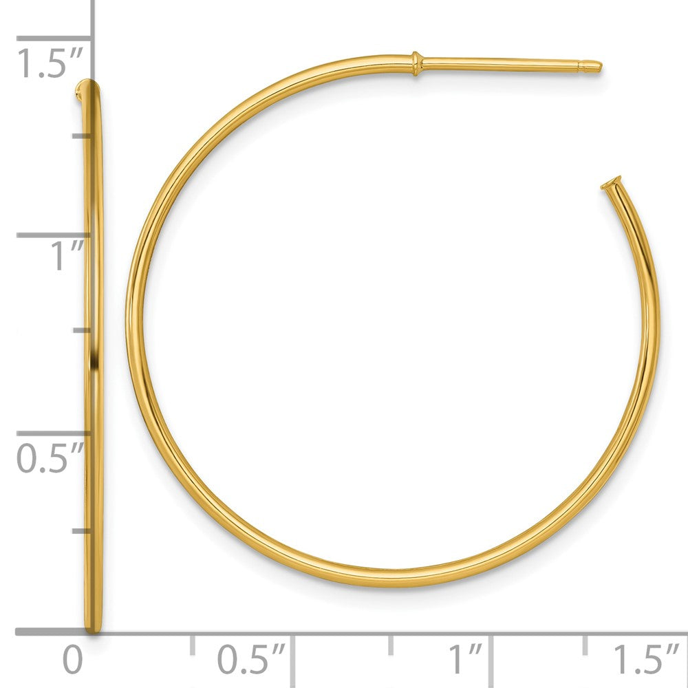 14K Yellow Gold 1.2 X 35mm Polished Post Hoop Earrings