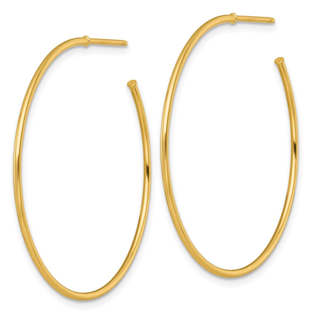 14K Yellow Gold 1.2 X 40mm Polished Post Hoop Earrings