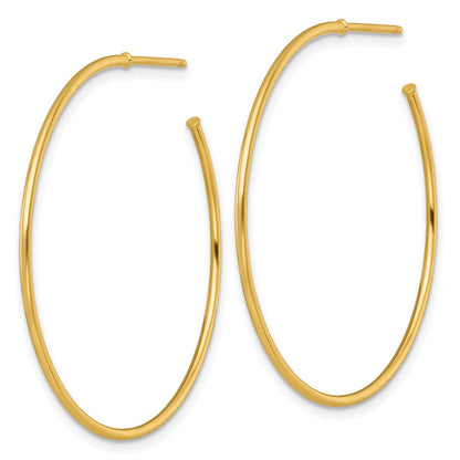 14K Yellow Gold 1.2 X 40mm Polished Post Hoop Earrings