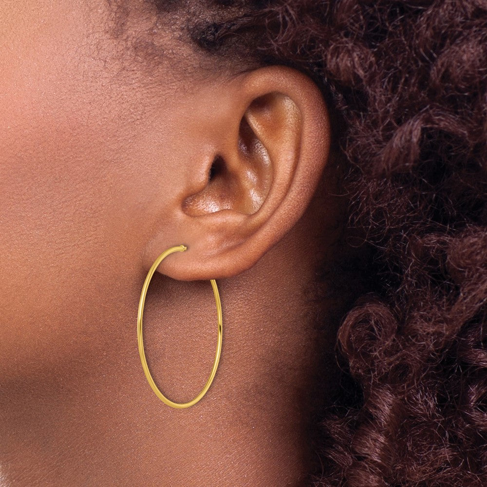14K Yellow Gold 1.2 X 40mm Polished Post Hoop Earrings