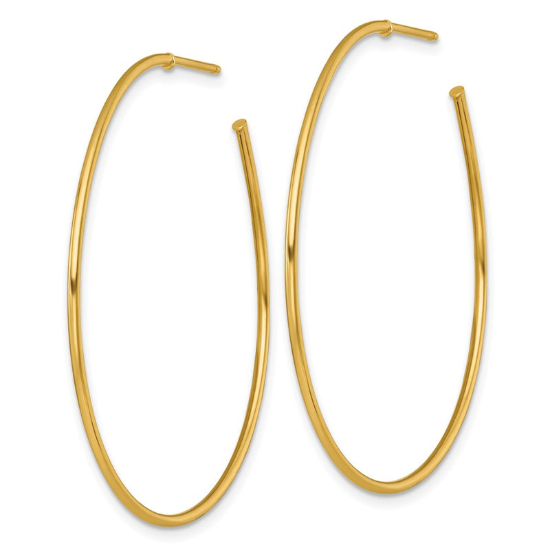 14K Yellow Gold 1.2 X 45mm Polished Post Hoop Earrings