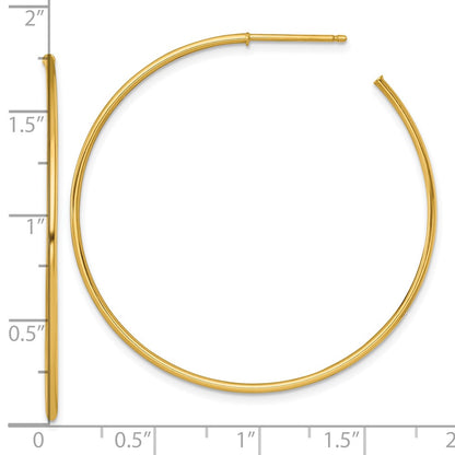 14K Yellow Gold 1.2 X 45mm Polished Post Hoop Earrings