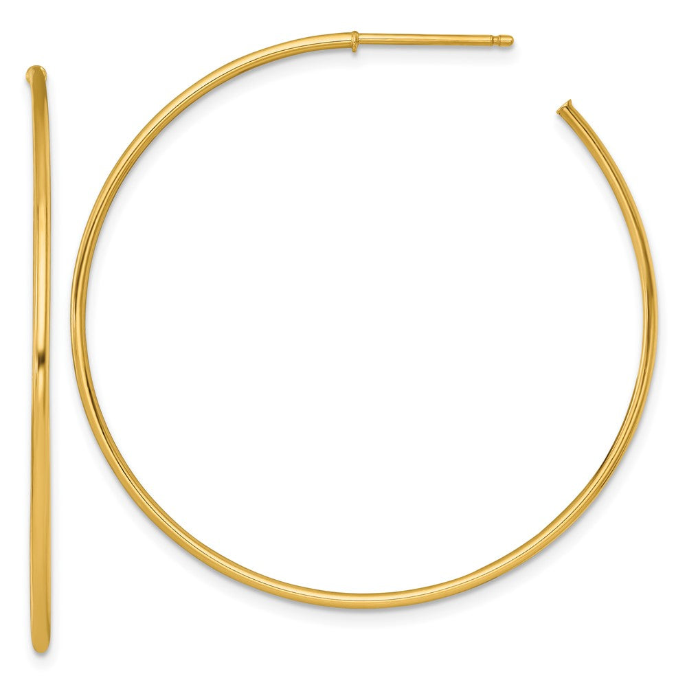 14K Yellow Gold 1.2 X 45mm Polished Post Hoop Earrings