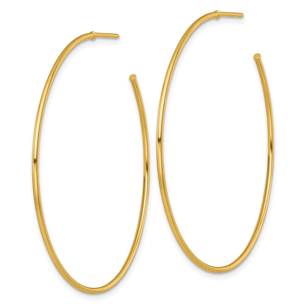 14K Yellow Gold 1.2 X 50mm Polished Post Hoop Earrings