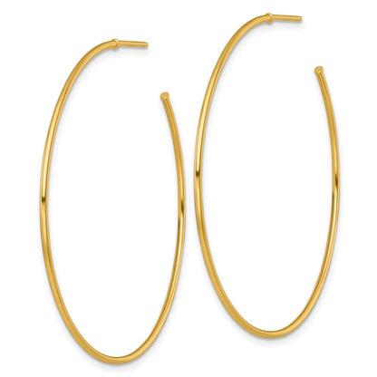14K Yellow Gold 1.2 X 50mm Polished Post Hoop Earrings