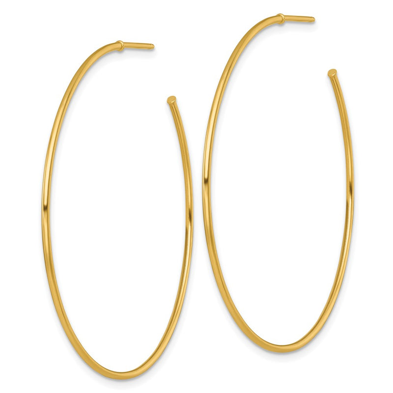 14K Yellow Gold 1.2 X 50mm Polished Post Hoop Earrings
