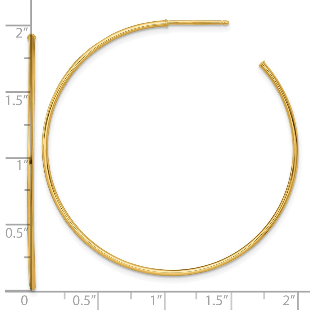 14K Yellow Gold 1.2 X 50mm Polished Post Hoop Earrings