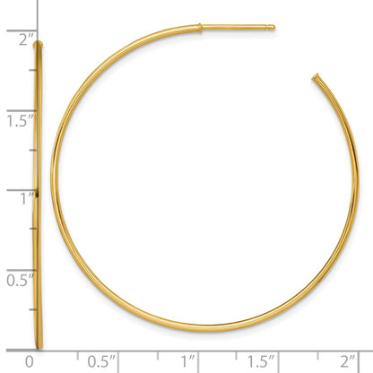 14K Yellow Gold 1.2 X 50mm Polished Post Hoop Earrings