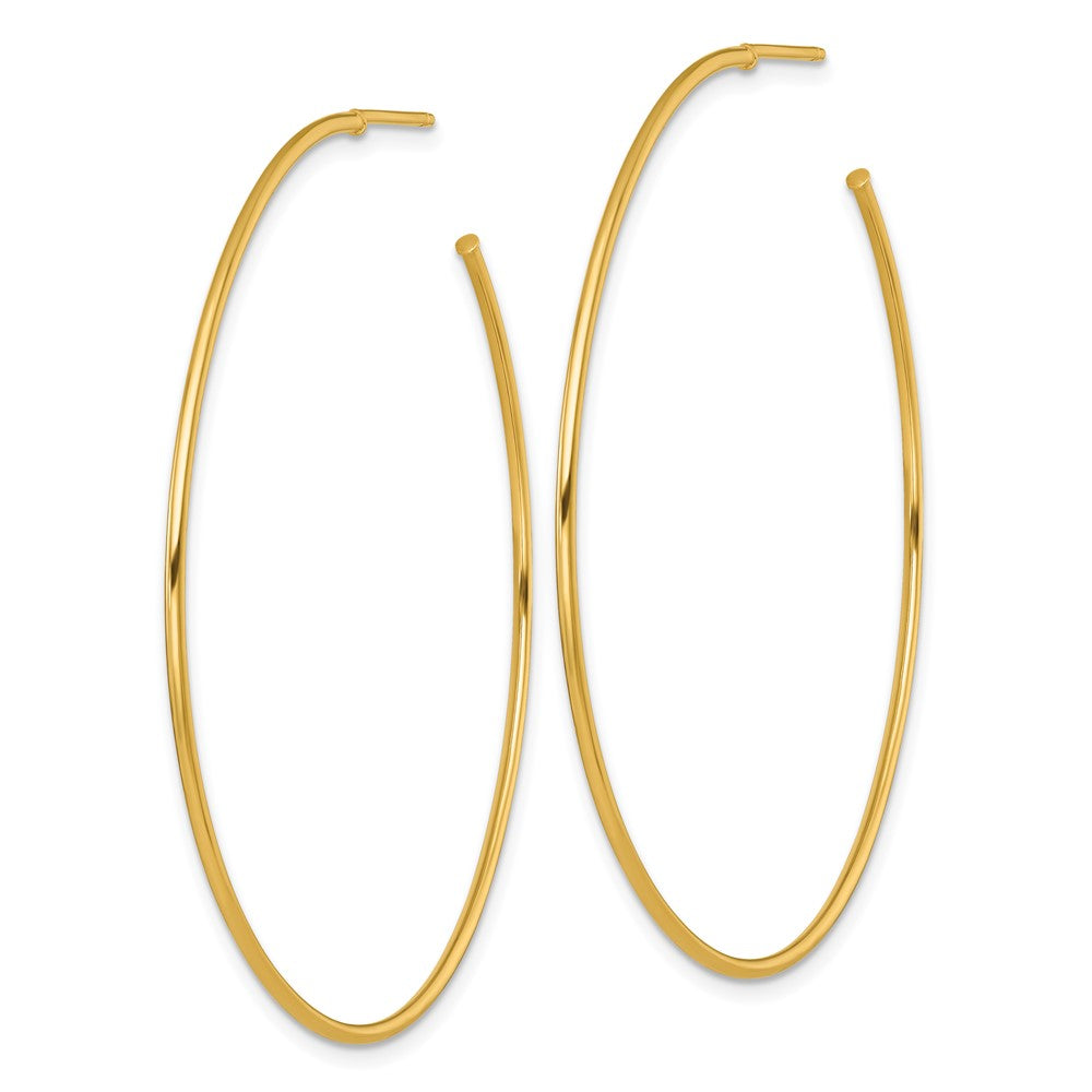 14K Yellow Gold 1.2 X 55mm Polished Post Hoop Earrings