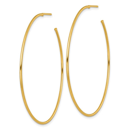 14K Yellow Gold 1.2 X 55mm Polished Post Hoop Earrings