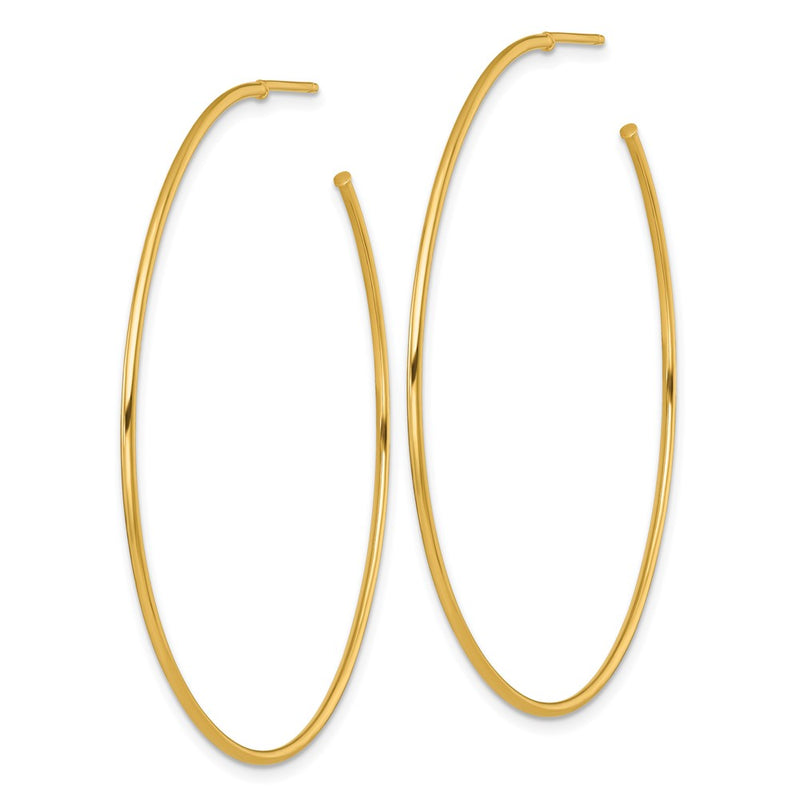 14K Yellow Gold 1.2 X 55mm Polished Post Hoop Earrings