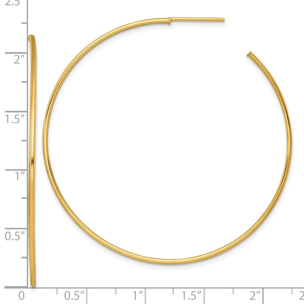 14K Yellow Gold 1.2 X 55mm Polished Post Hoop Earrings
