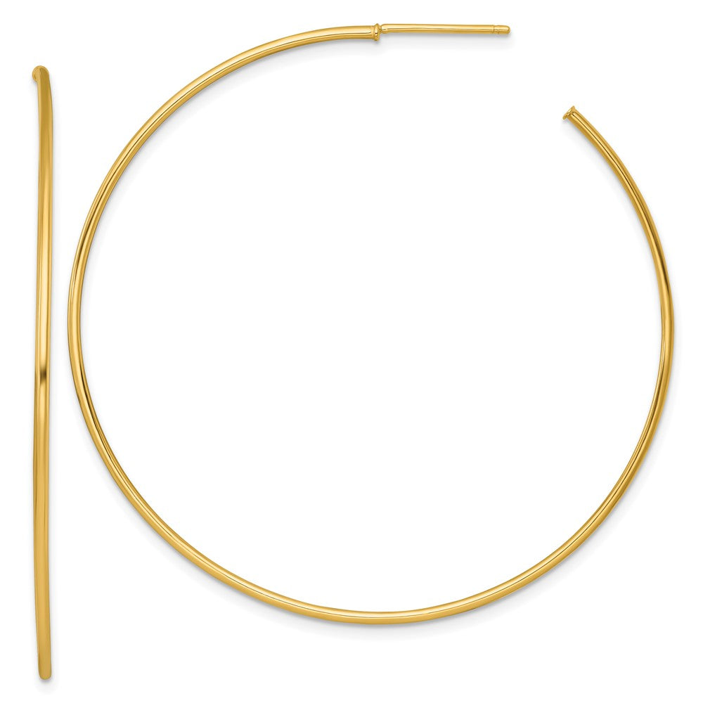 14K Yellow Gold 1.2 X 55mm Polished Post Hoop Earrings