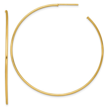 14K Yellow Gold 1.2 X 55mm Polished Post Hoop Earrings