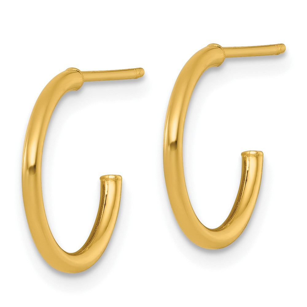 14K Yellow Gold 1.5 X 14mm Polished Post Hoop Earrings