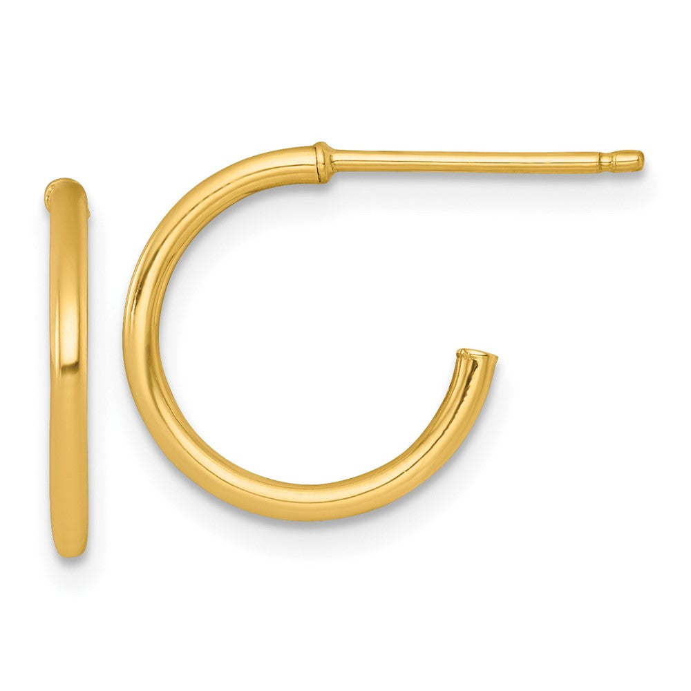 14K Yellow Gold 1.5 X 14mm Polished Post Hoop Earrings