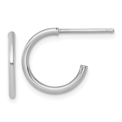 14K White Gold 1.5 X 14mm Polished Post Hoop Earrings