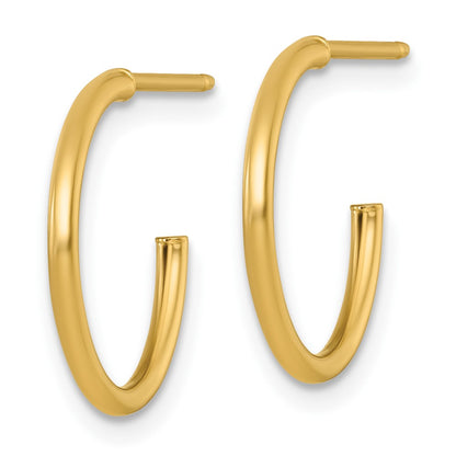 14K Yellow Gold 1.5 X 16mm Polished Post Hoop Earrings