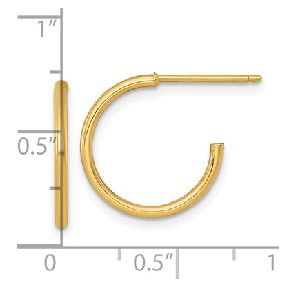 14K Yellow Gold 1.5 X 16mm Polished Post Hoop Earrings