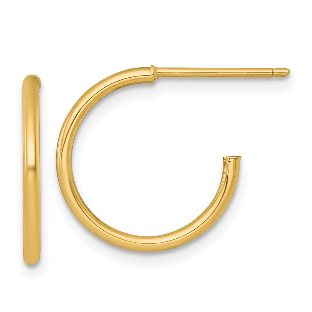 14K Yellow Gold 1.5 X 16mm Polished Post Hoop Earrings